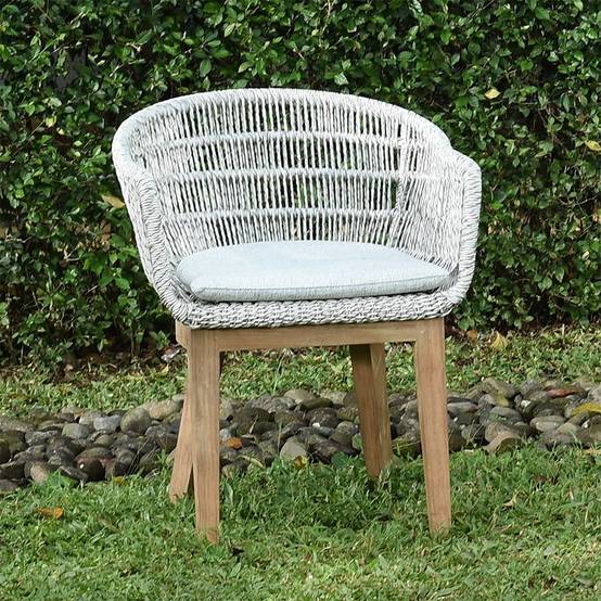 Fauteuil en résine tressée grise chiné Lounge avec coussin - Gecko Jardin - Image 1