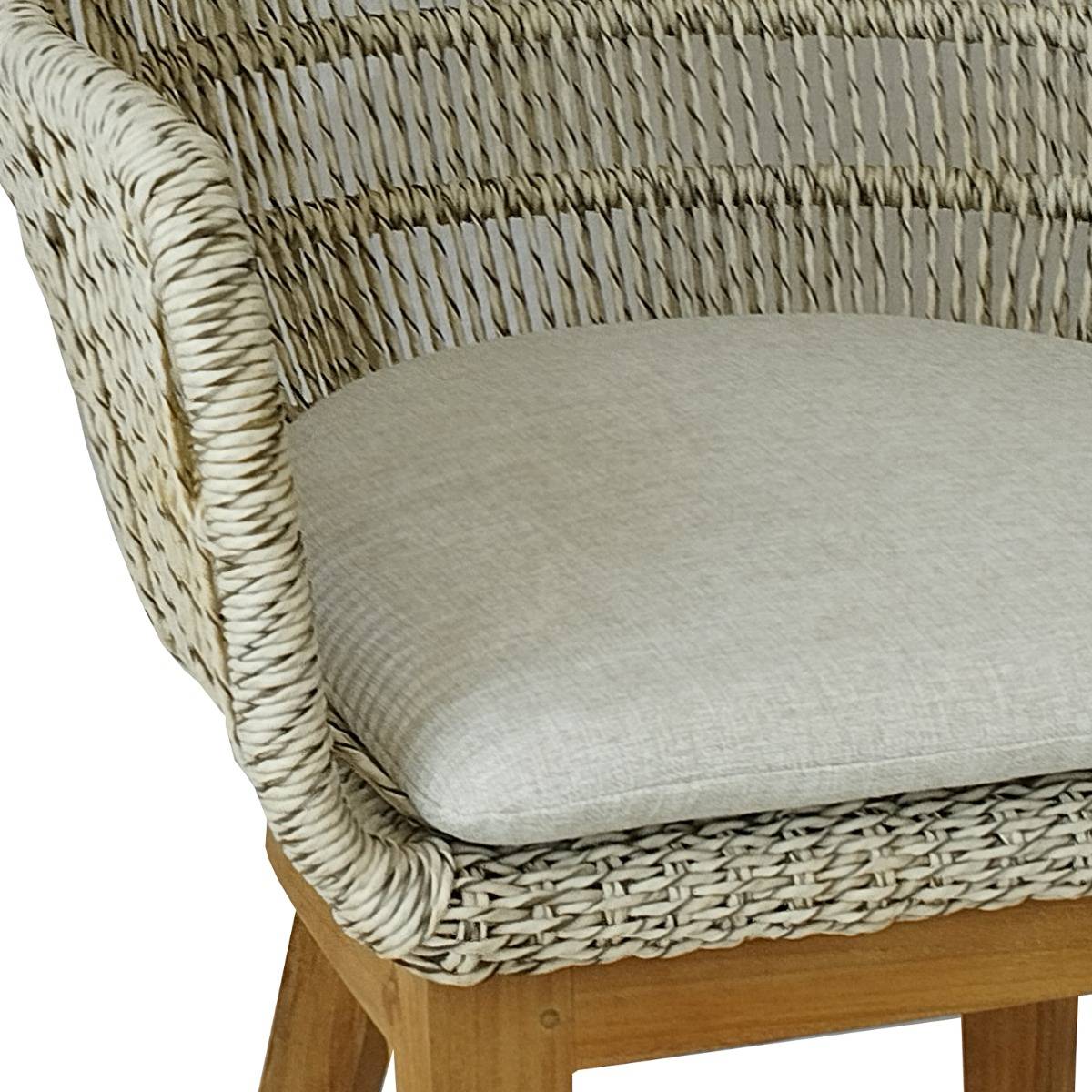 Fauteuil en résine tressée grise chiné Lounge avec coussin - Gecko Jardin - Image 4