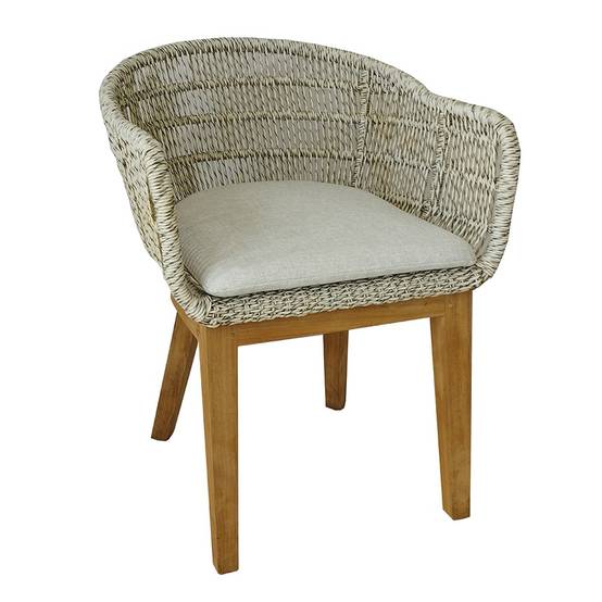 Fauteuil en résine tressée grise chiné Lounge avec coussin - Gecko Jardin - Image 2