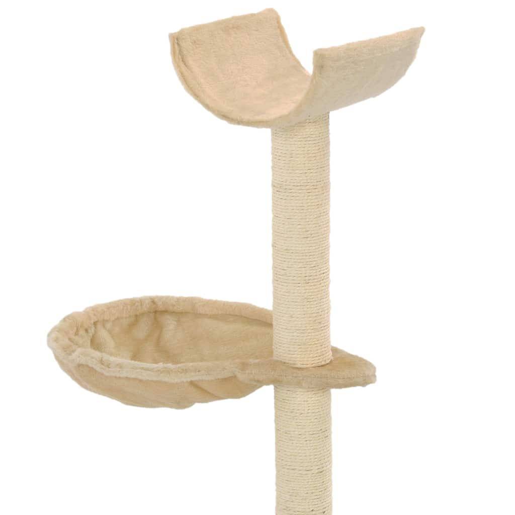 Helloshop26 - Arbre à chat griffoir grattoir niche jouet animaux peluché en sisal 105 cm beige - Image 3