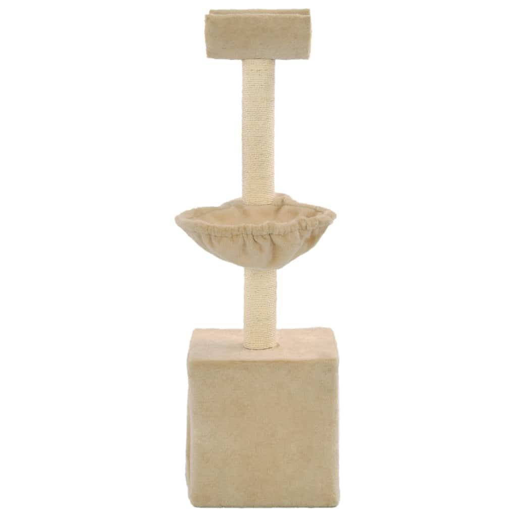 Helloshop26 - Arbre à chat griffoir grattoir niche jouet animaux peluché en sisal 105 cm beige - Image 2
