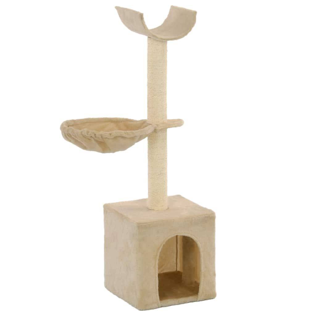 Helloshop26 - Arbre à chat griffoir grattoir niche jouet animaux peluché en sisal 105 cm beige - Image 1