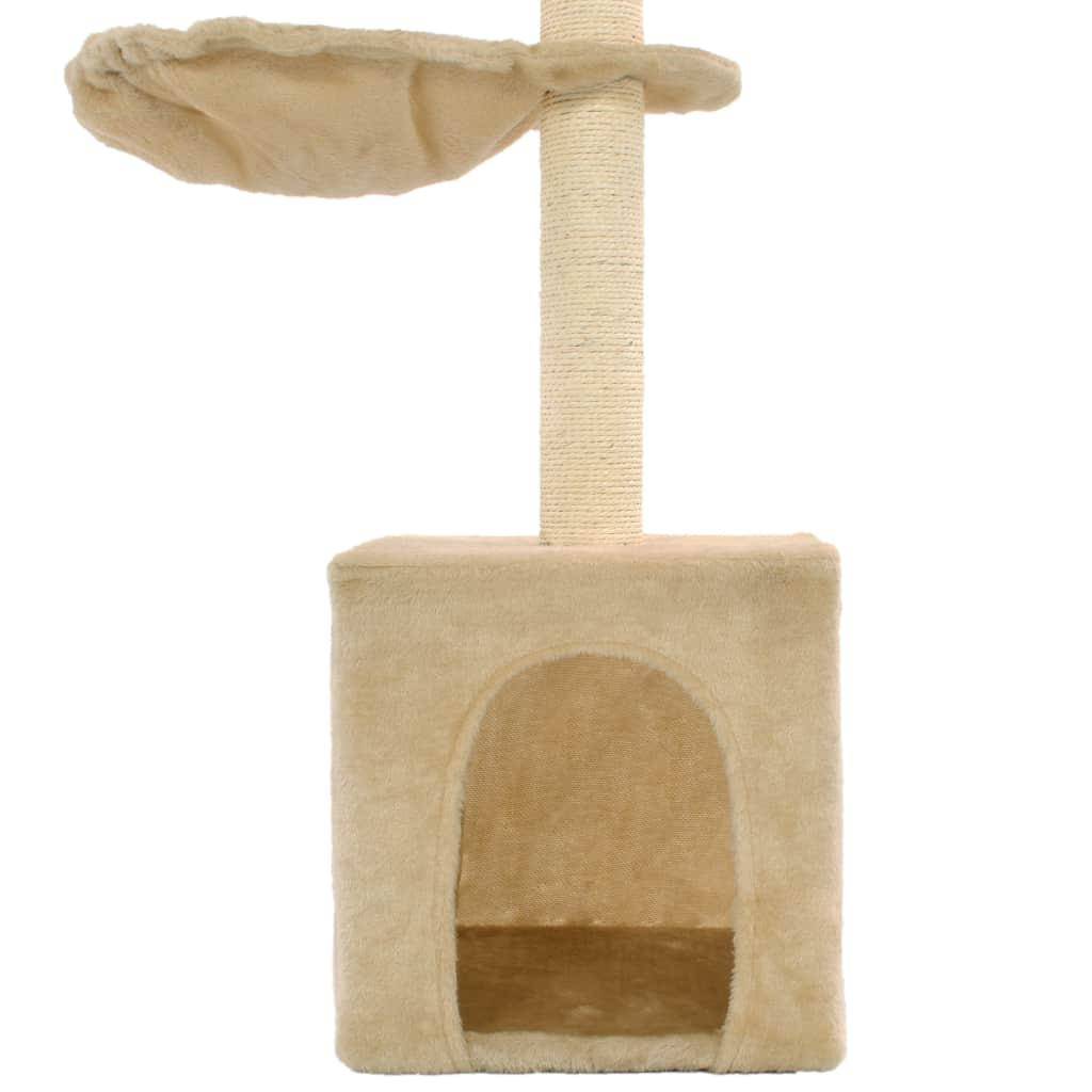 Helloshop26 - Arbre à chat griffoir grattoir niche jouet animaux peluché en sisal 105 cm beige - Image 4