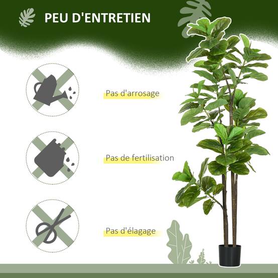 Lot 2 Figuiers Artificiels Plastique Décoration Intérieur Ficus Lyrata 180cm Vert - ComfortXL Outdoor Living - Image 8