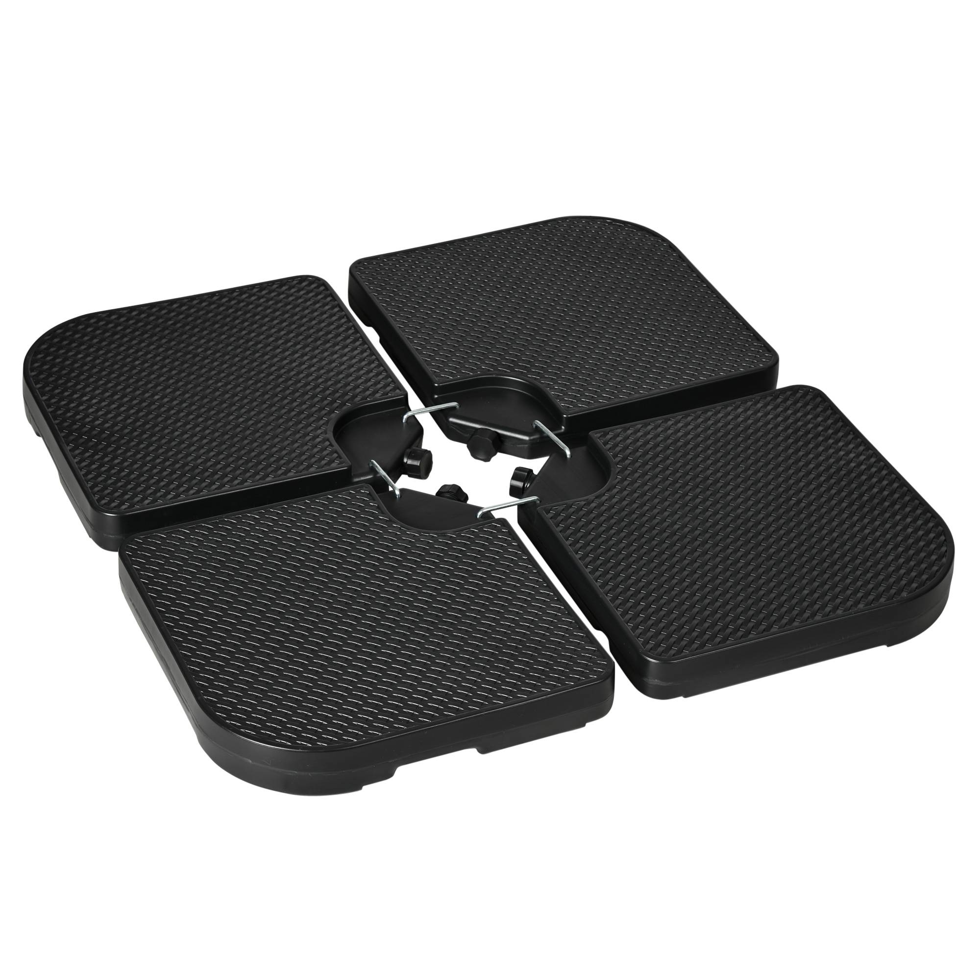 Lot 4 Dalles Lestage Empilables Plastique Jardin Base Parasol Remplissables 100x100cm Noir - ComfortXL Outdoor Living - Image 1