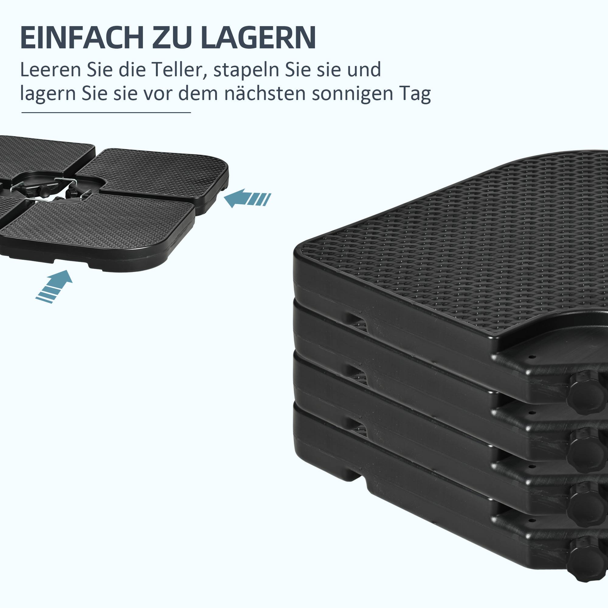 Lot 4 Dalles Lestage Empilables Plastique Jardin Base Parasol Remplissables 100x100cm Noir - ComfortXL Outdoor Living - Image 9