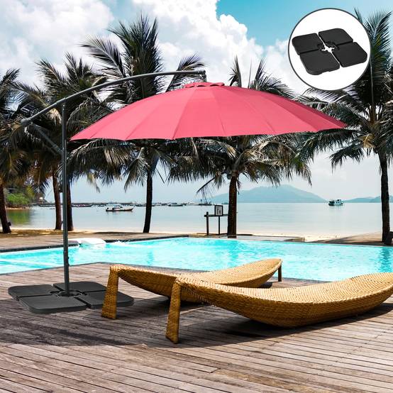 Lot 4 Dalles Lestage Empilables Plastique Jardin Base Parasol Remplissables 100x100cm Noir - ComfortXL Outdoor Living - Image 3