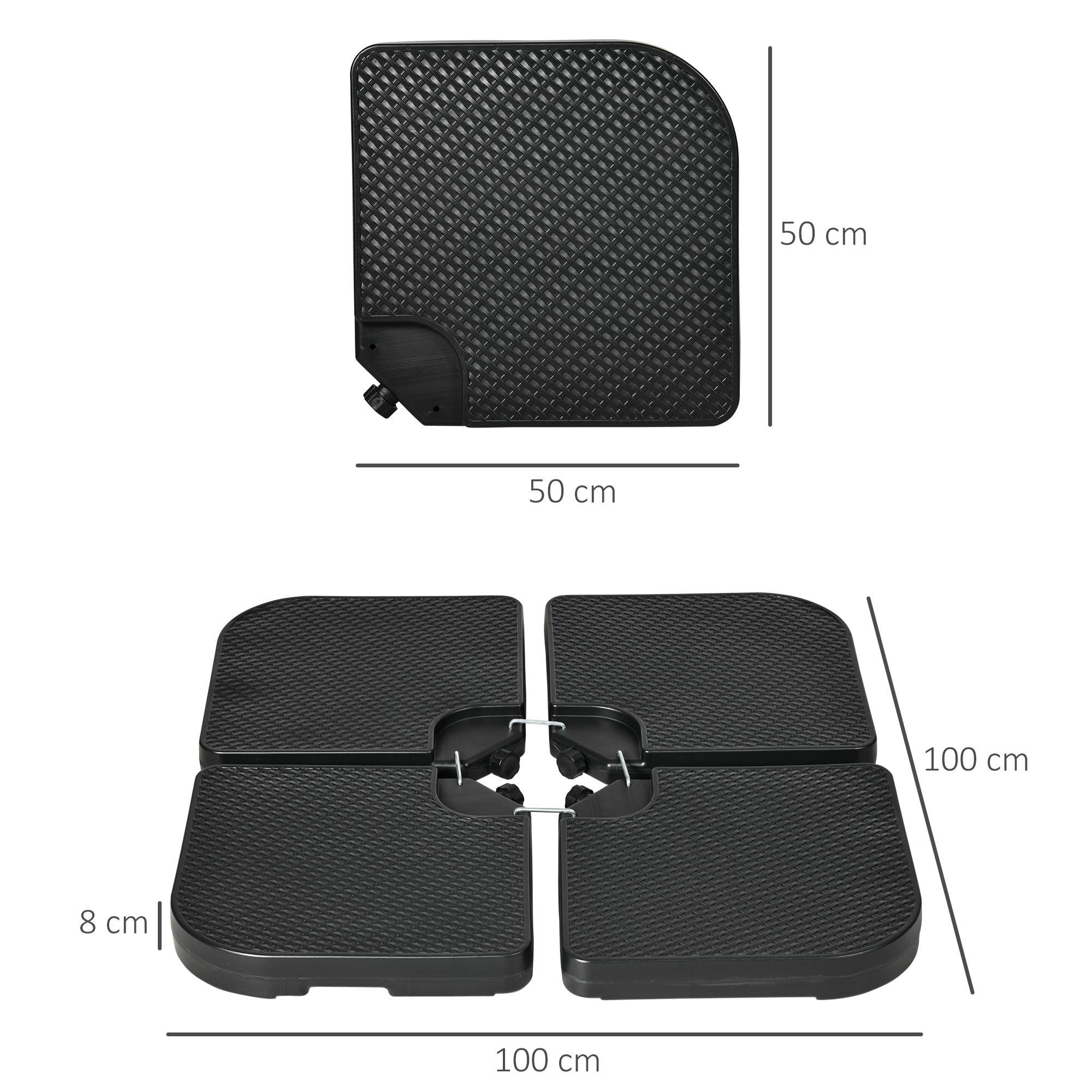 Lot 4 Dalles Lestage Empilables Plastique Jardin Base Parasol Remplissables 100x100cm Noir - ComfortXL Outdoor Living - Image 5