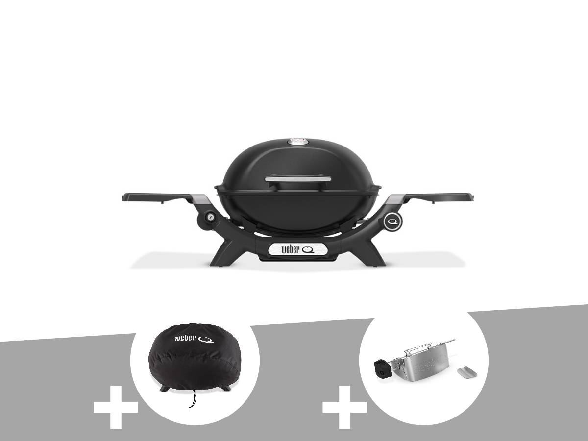 Weber - Barbecue à gaz Q 1200N noir + Housse + Rôtissoire - Weber - Image 1
