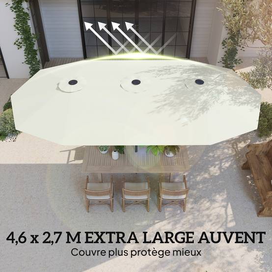 PANGIVO - Parasol double en polyester et métal crème 247 x 247 x 256 cm - PANGIVO - Image 6