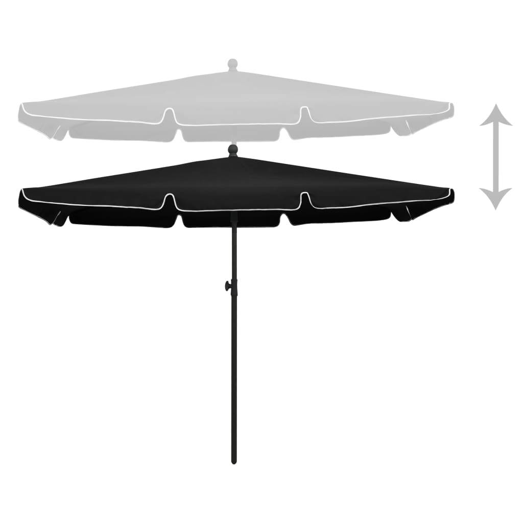 Helloshop26 - Parasol de jardin avec mât 210 x 140 cm noir - Image 3