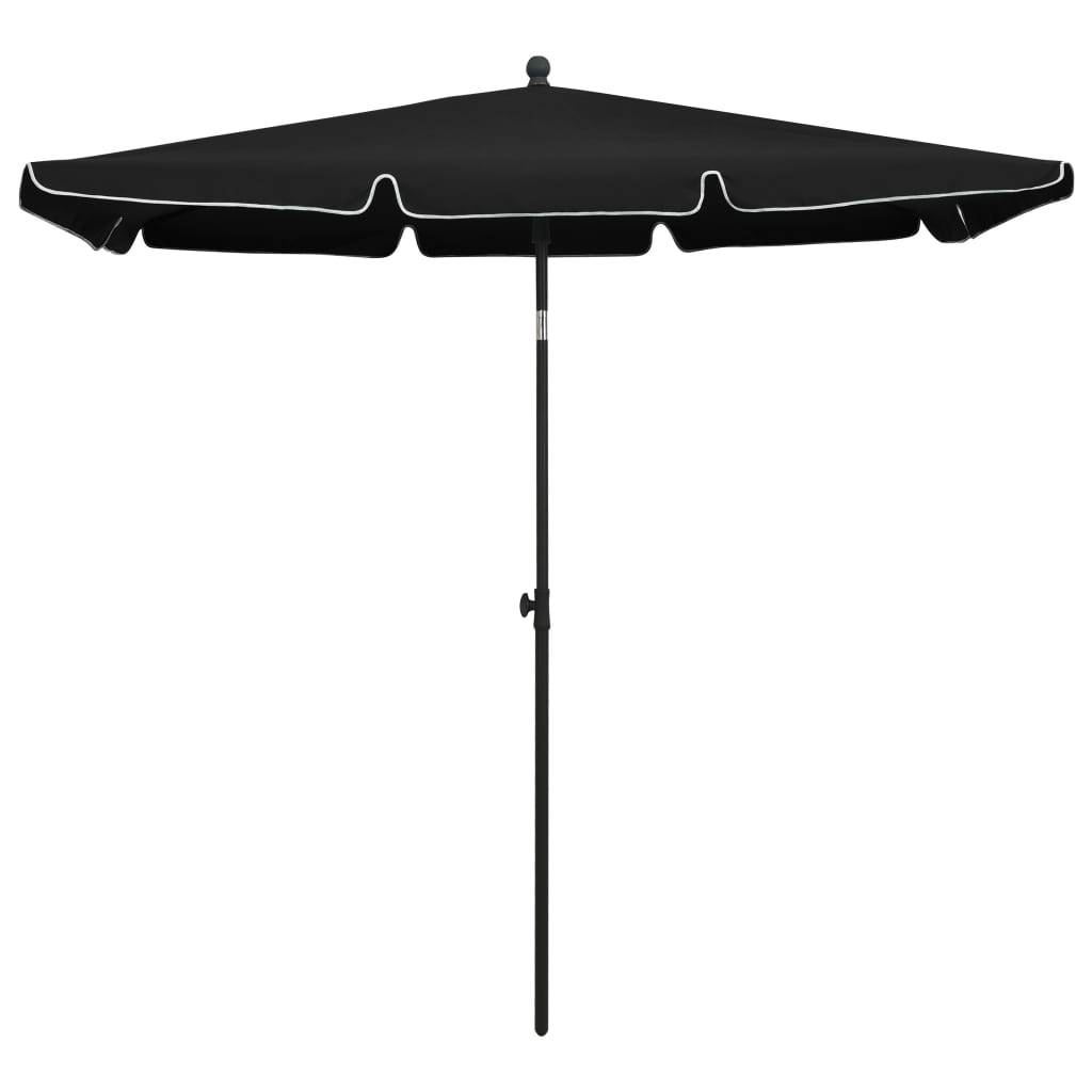 Helloshop26 - Parasol de jardin avec mât 210 x 140 cm noir - Image 2