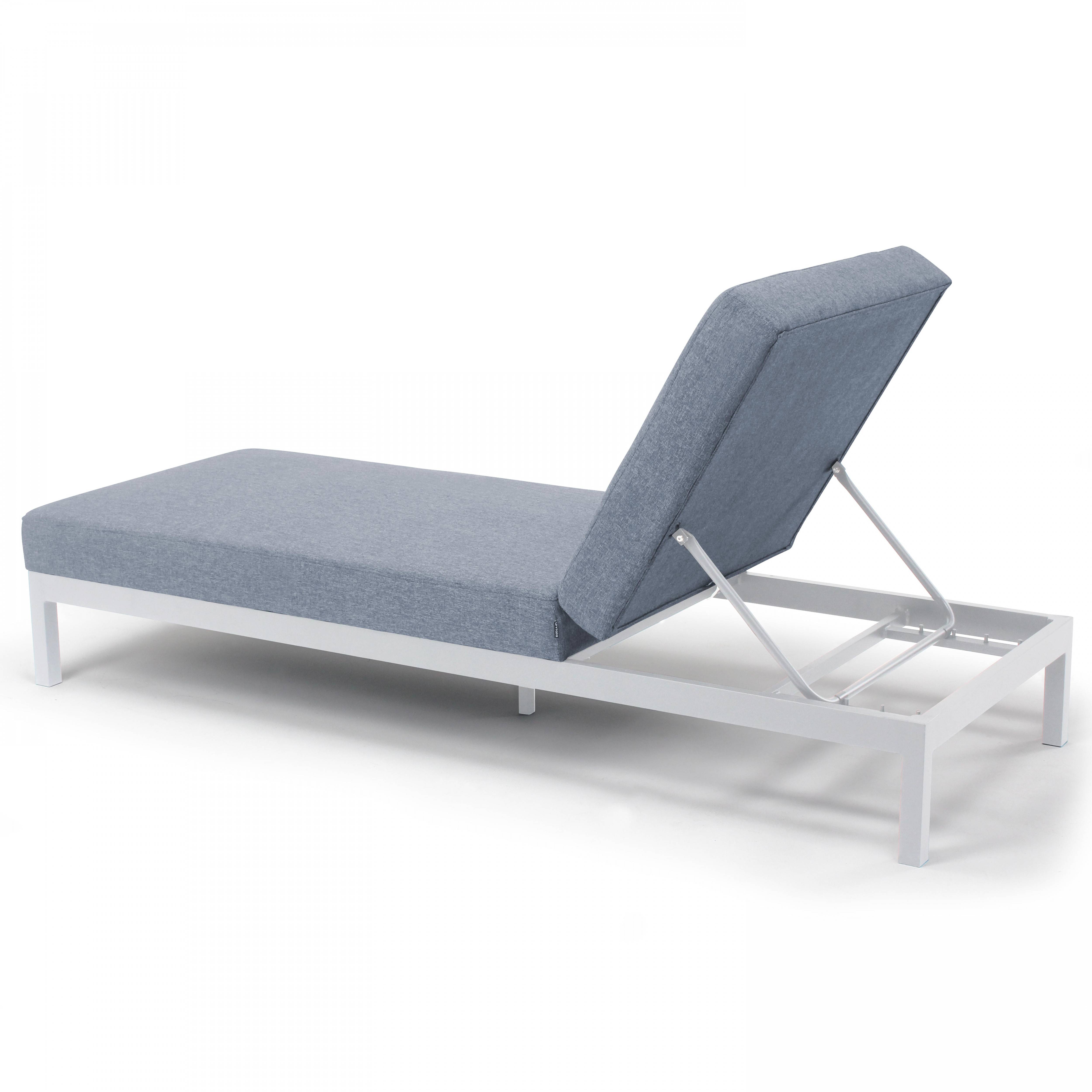 Oviala - Lot de 2 bains de soleil inclinable avec tablettes gris clair Galapagos - Oviala - Image 5