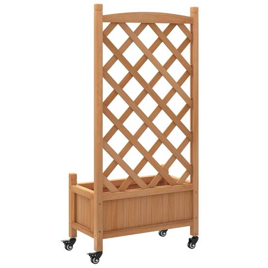 Vidaxl - Jardinière avec treillis et roues marron bois massif de sapin vidaXL 3207647 - Image 6