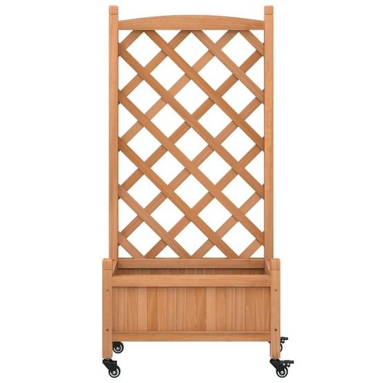 Vidaxl - Jardinière avec treillis et roues marron bois massif de sapin vidaXL 3207647 - Image 5