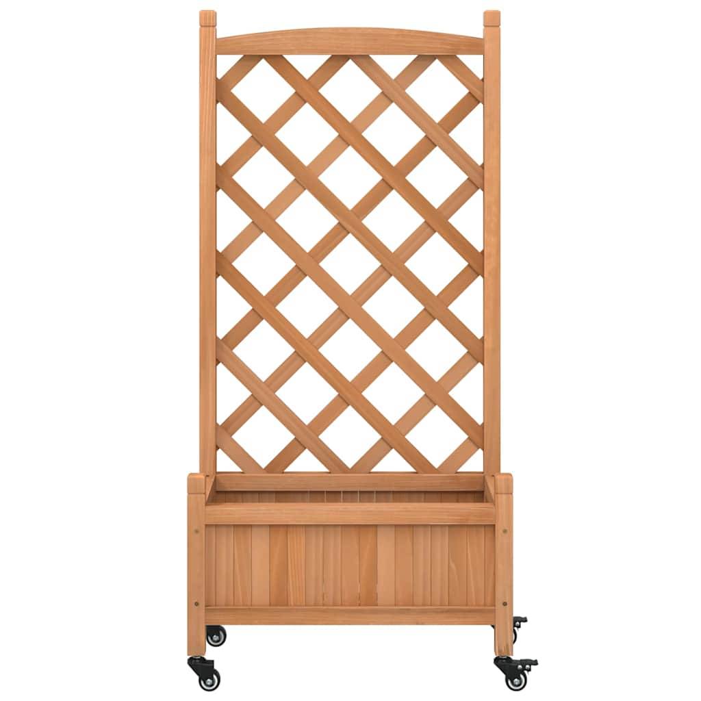 Vidaxl - Jardinière avec treillis et roues marron bois massif de sapin vidaXL 3207647 - Image 5