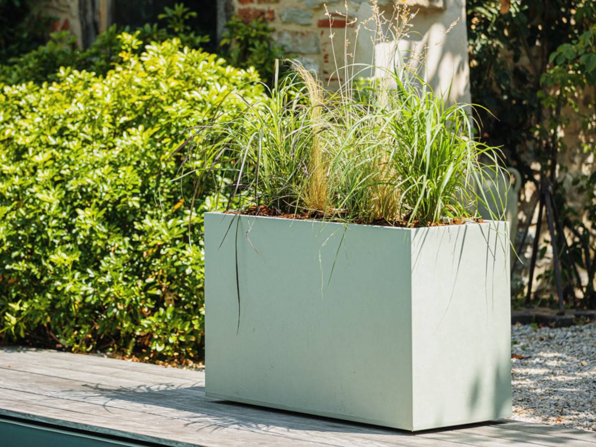 Eda - Jardinière Muret Basalt Décor béton 116 L - Vert amande - Eda - Image 3
