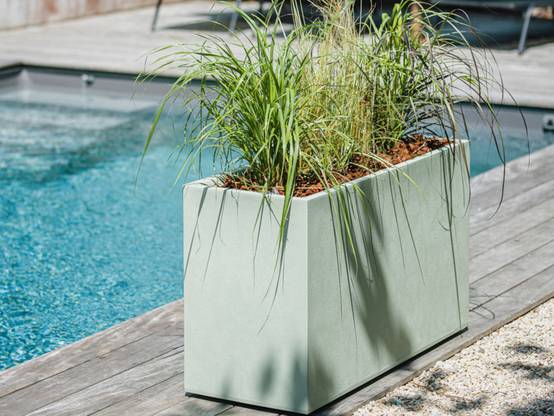 Eda - Jardinière Muret Basalt Décor béton 116 L - Vert amande - Eda - Image 2