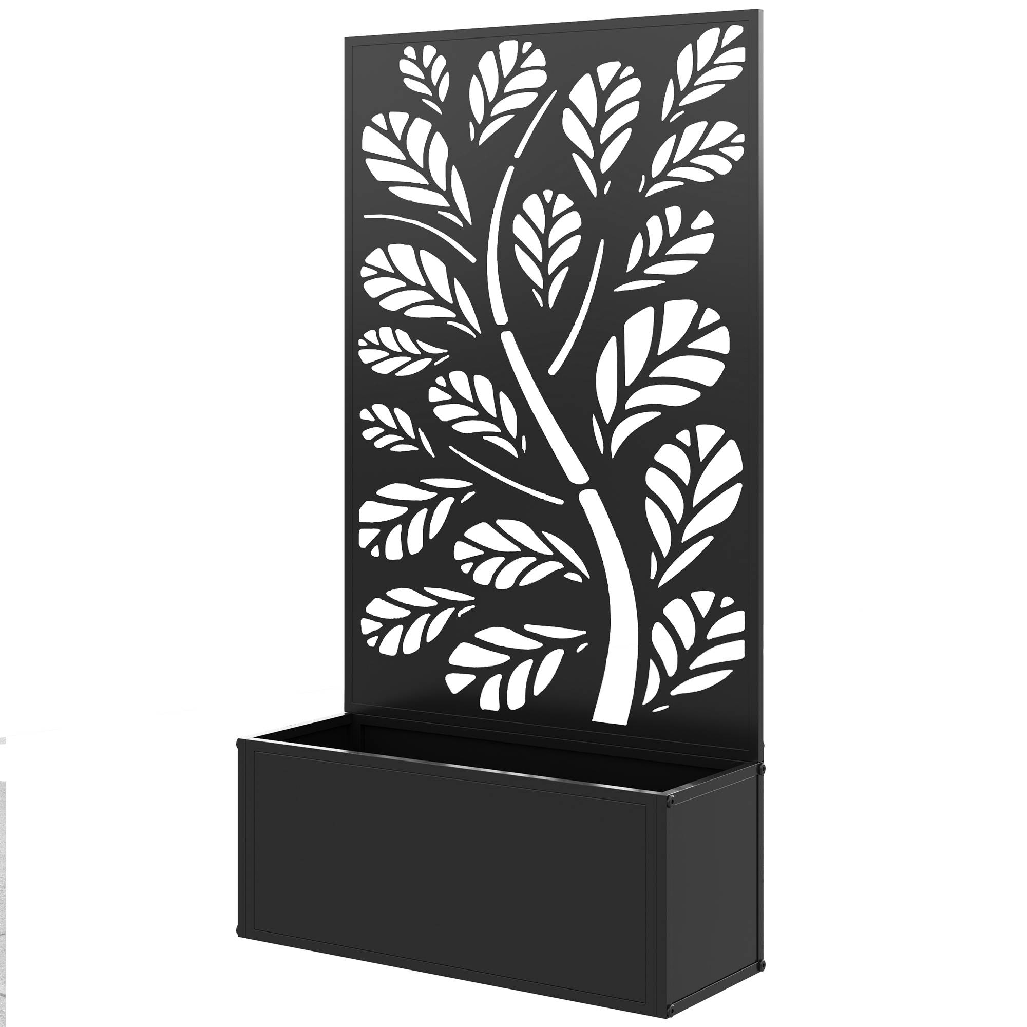 Sans Marque - Jardinière brise-vue paravent treillis Plante Grimpante bac Fleurs 61x23x113 cm - Image 2
