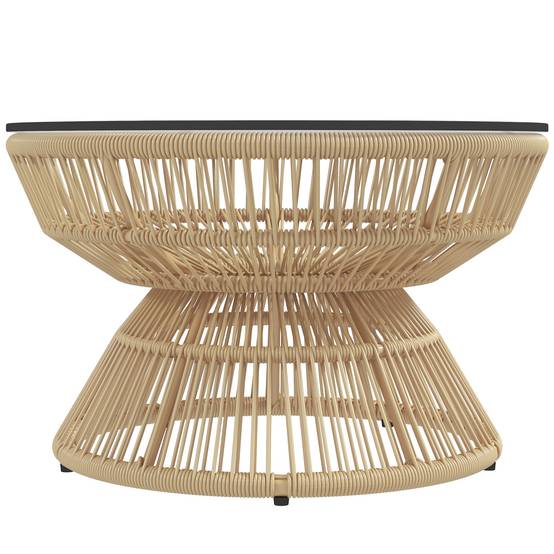 PANGIVO - Table basse de jardin résine tressée et verre trempé 60 x 60 x 37 cm - PANGIVO - Image 2