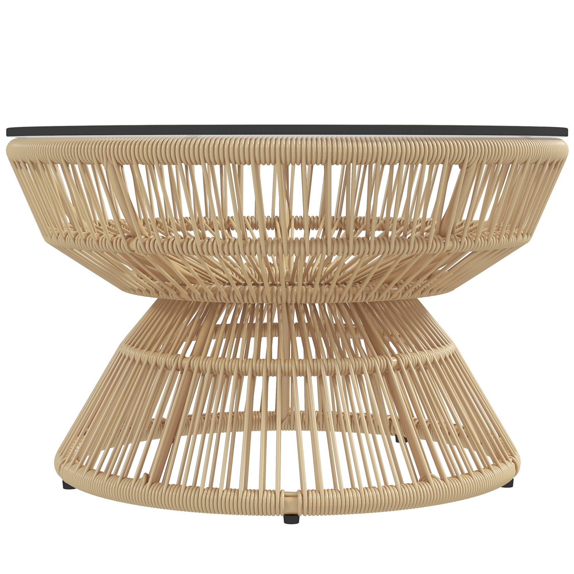 PANGIVO - Table basse de jardin résine tressée et verre trempé 60 x 60 x 37 cm - PANGIVO - Image 2