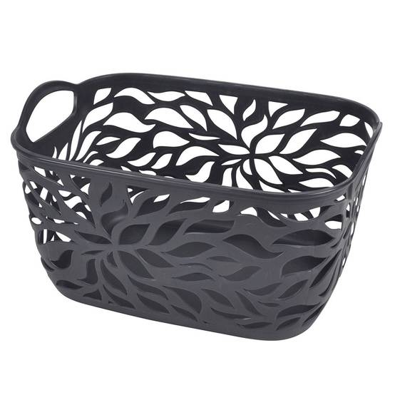 Panière à Linge "Motif Végétal" 3,5L Anthracite