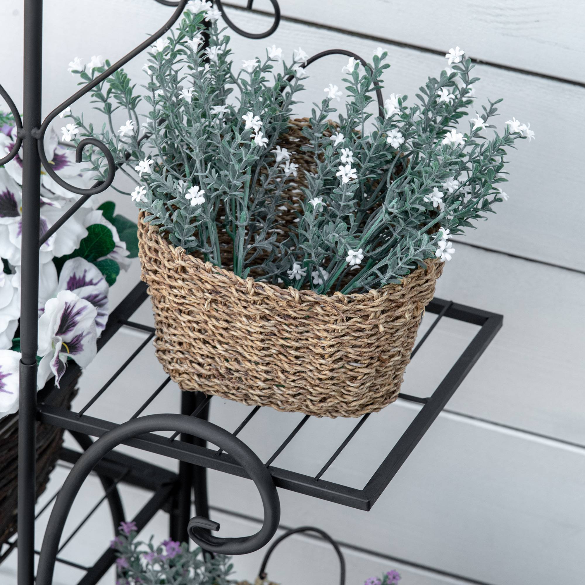 Étagère porte-plantes métal 4 niveaux intérieur extérieur présentation fleurs 45x25x80cm noir - ComfortXL Outdoor Living - Image 9