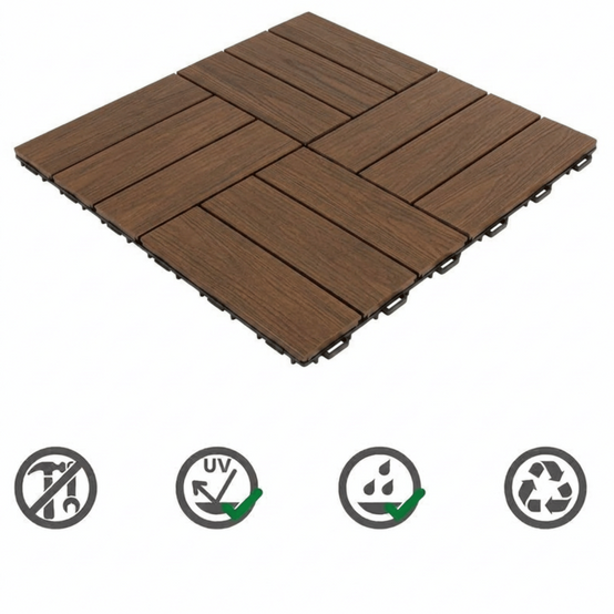Dalle clipsable jardin finition bois "A l'italienne" - 56 x56 cm - Marron - ArtPlast - Image 2