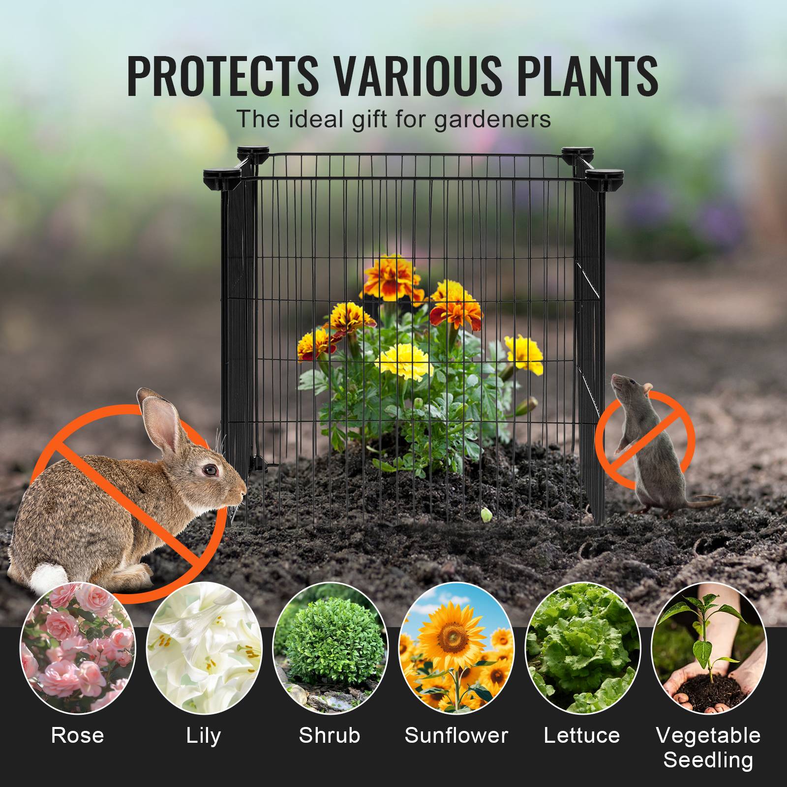 VEVOR Lot 5 protections plantes, grillage 39x39cm, maille métallique, écureuils. - Image 6