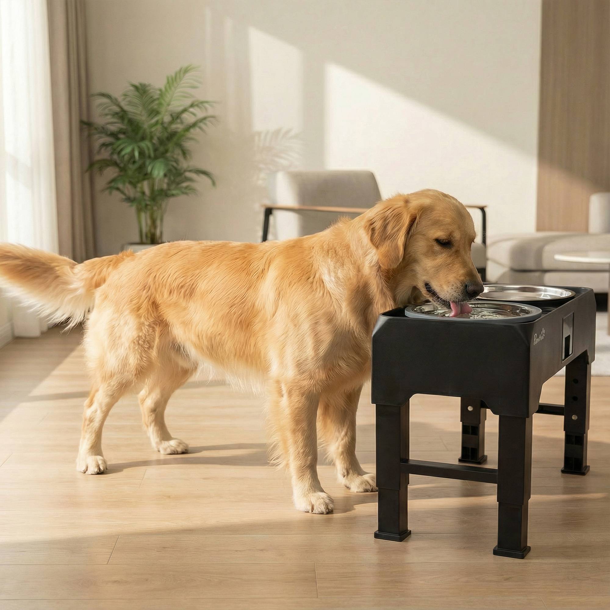 Sans Marque - Gamelle surélevée chien réglable nourriture eau 2 inox petits/grands noir,Sans Marque - Image 4