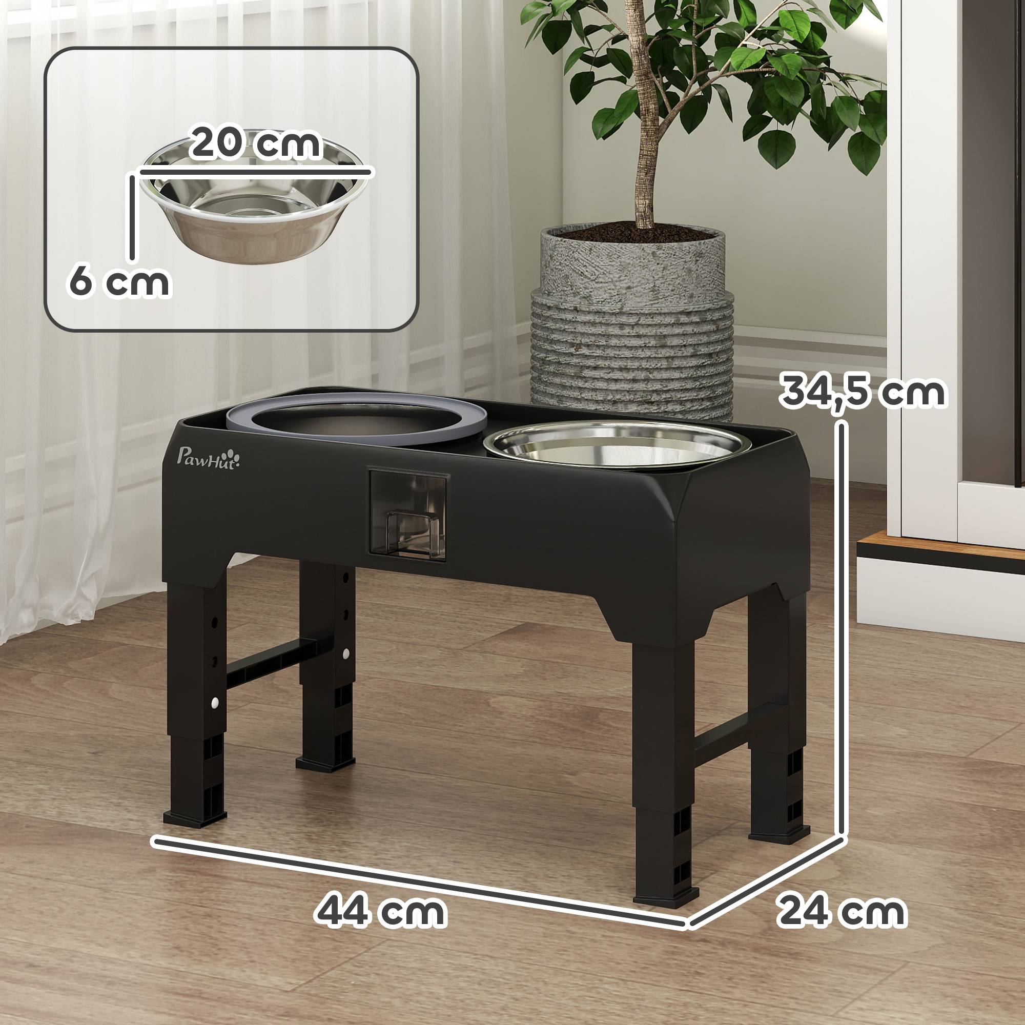 Sans Marque - Gamelle surélevée chien réglable nourriture eau 2 inox petits/grands noir,Sans Marque - Image 5