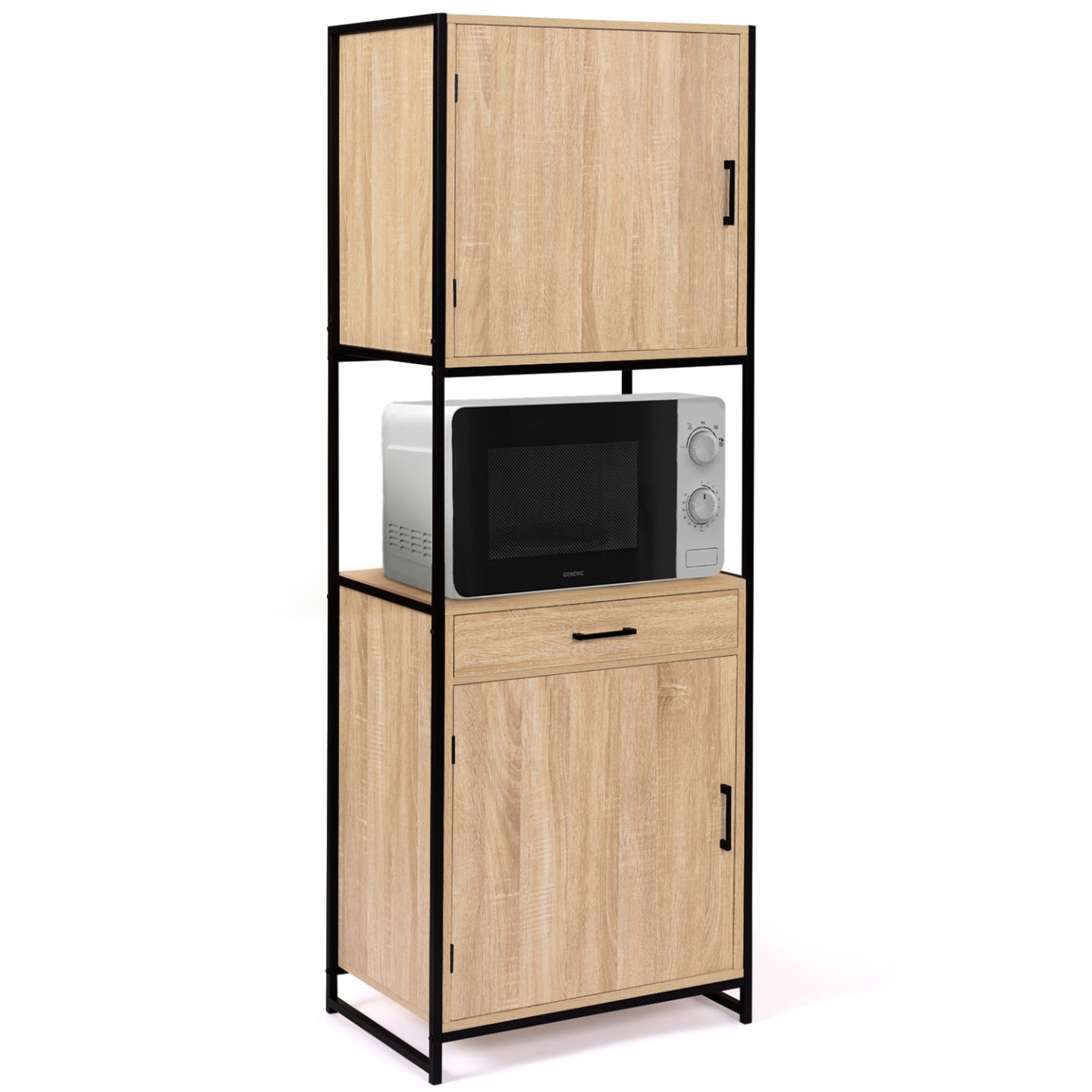 Buffet de cuisine 60 CM DETROIT meuble 2 portes design industriel + tiroir - Image 2