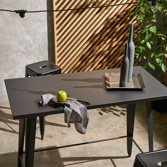 Oviala - Table haute de jardin en acier noir mat New York - Oviala - Image 3