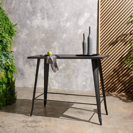 Oviala - Table haute de jardin en acier noir mat New York - Oviala - Image 2