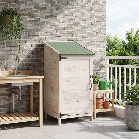 PANGIVO - Abri de jardin bois de sapin blanc 59 x 56 x 113.5 cm, poids:14.3kg - PANGIVO - Image 1
