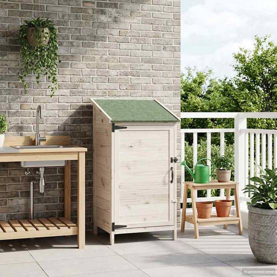 PANGIVO - Abri de jardin bois de sapin blanc 59 x 56 x 113.5 cm, poids:14.3kg - PANGIVO - Image 3