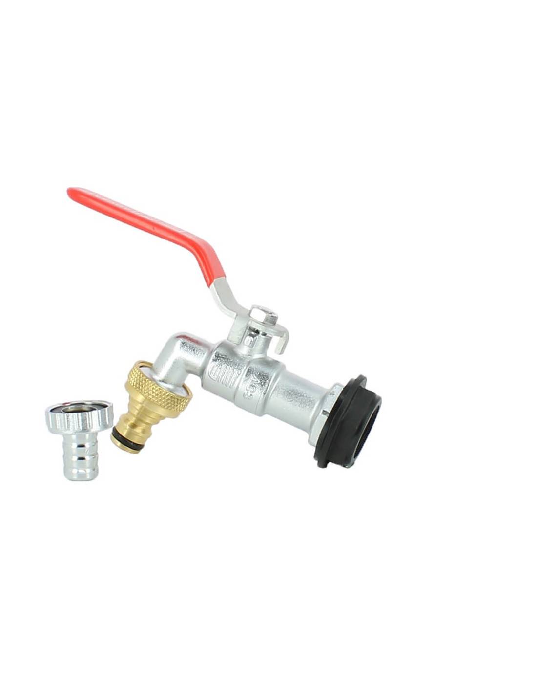 Robinet laiton chromé 15 mm + Nez 20X27 pour Récupérateur Eau - Image 4