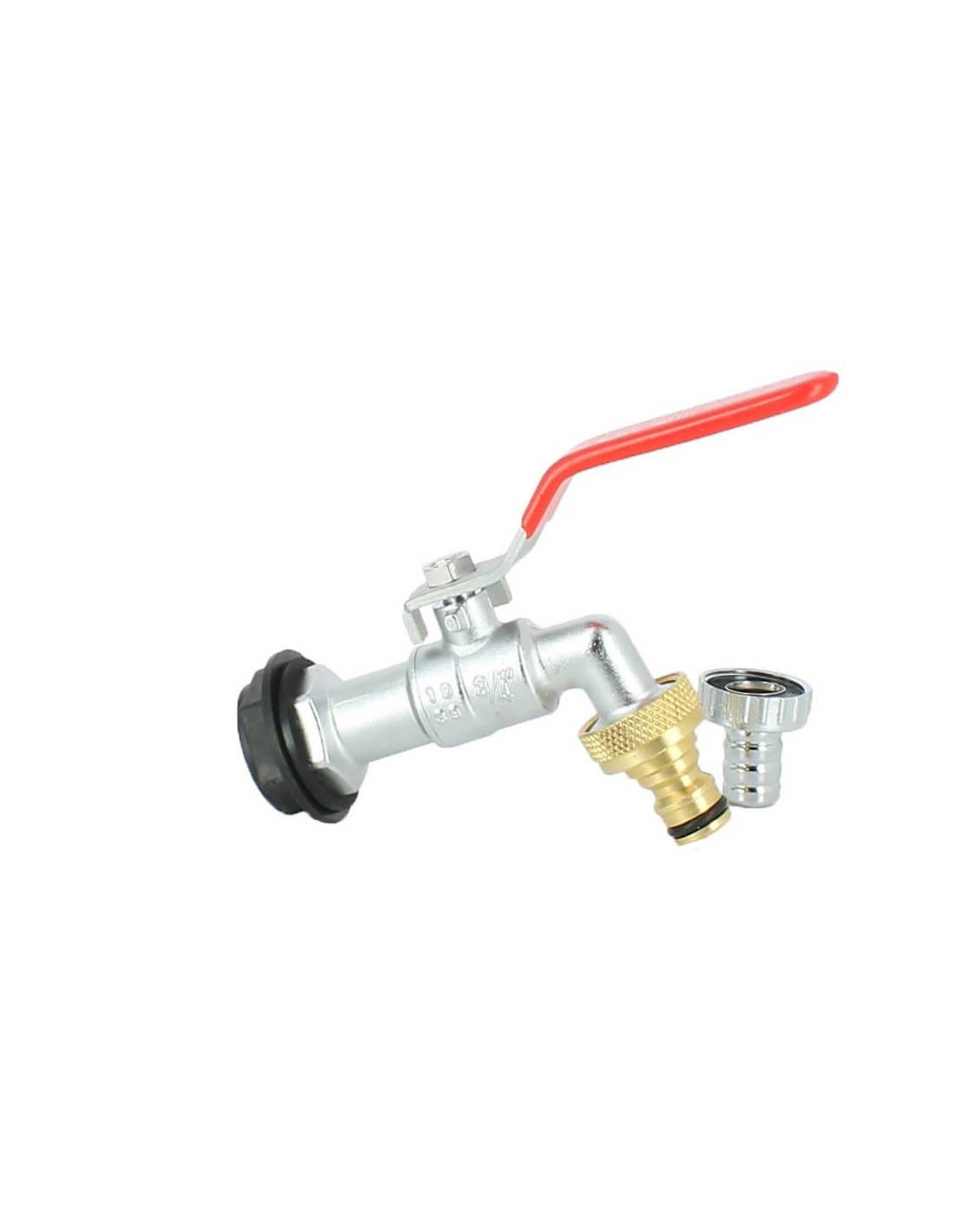 Robinet laiton chromé 15 mm + Nez 20X27 pour Récupérateur Eau - Image 2