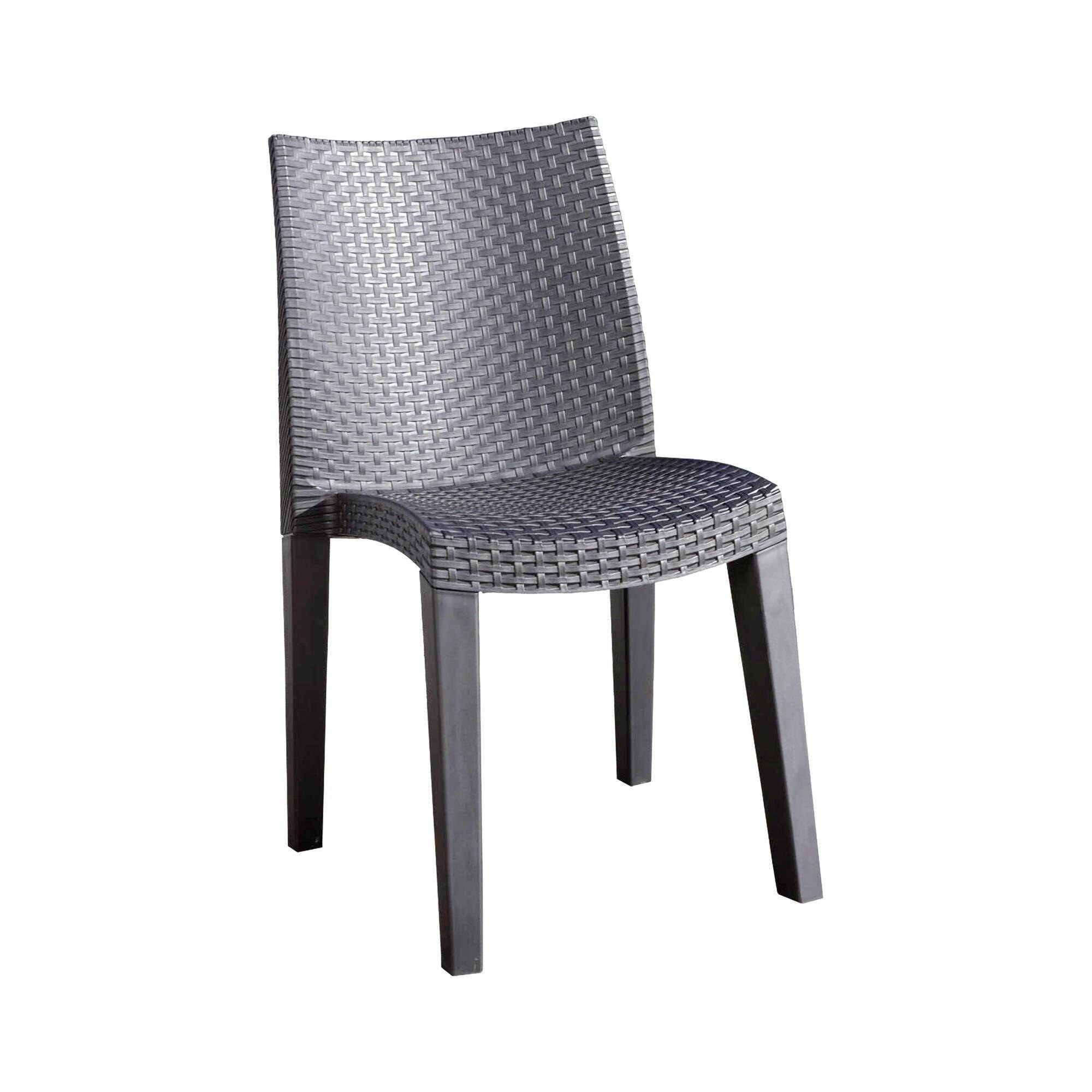 Dmora - Chaise d'extérieur Dmondin, Siège de jardin, Chaise pour table à manger, Fauteuil d'extérieur effet rotin, 48x55h86 cm, Anthracite - Dmora - Image 1