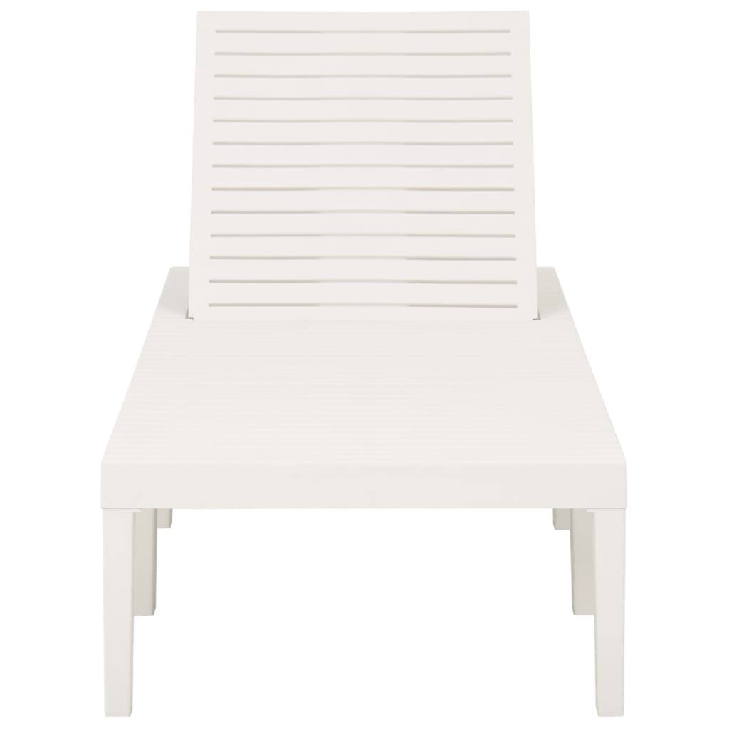Maison Chic - Bain de soleil - Transat - Chaise longue plastique blanc - MEUBLE PRO - Image 3