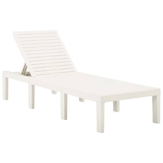 Maison Chic - Bain de soleil - Transat - Chaise longue plastique blanc - MEUBLE PRO - Image 2
