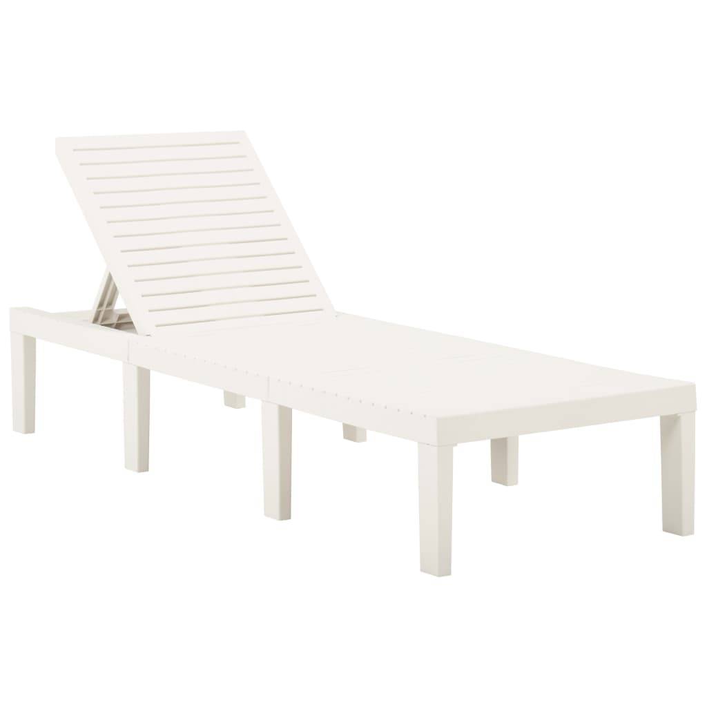 Maison Chic - Bain de soleil - Transat - Chaise longue plastique blanc - MEUBLE PRO - Image 2