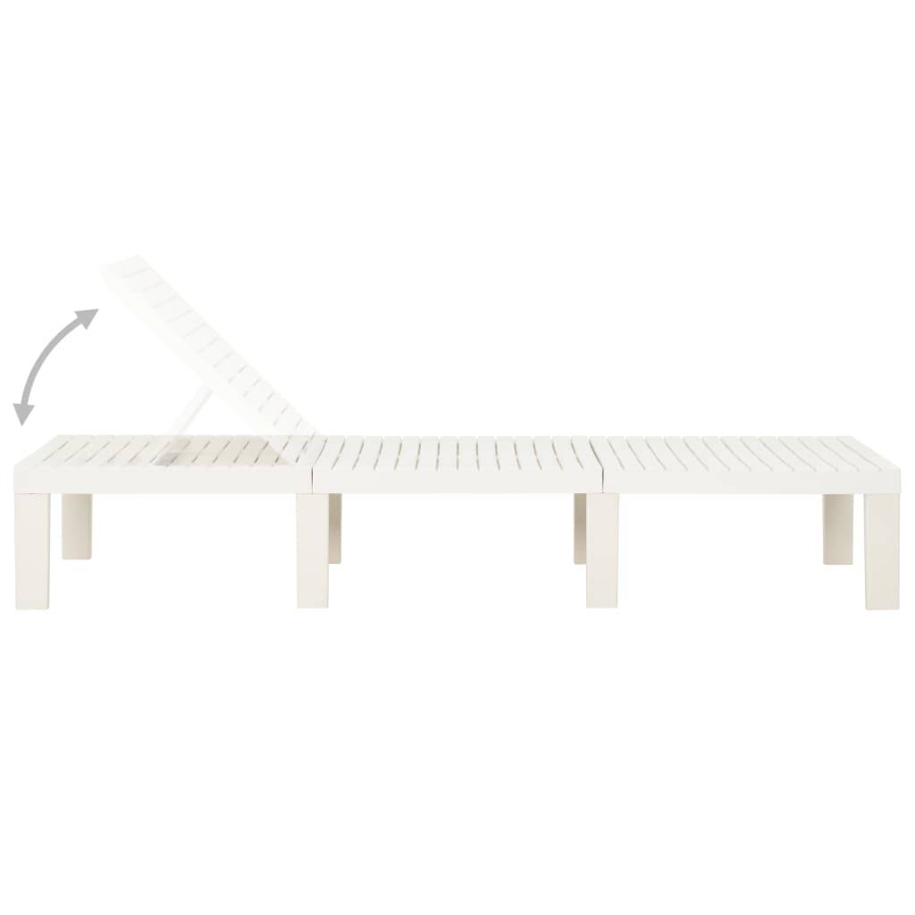 Maison Chic - Bain de soleil - Transat - Chaise longue plastique blanc - MEUBLE PRO - Image 4