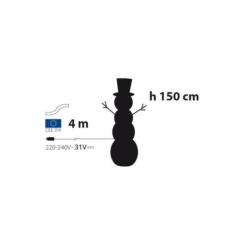 Lotti - Bonhomme de neige lumineux 3D H150cm 320 LED ambré fixe Timer extérieur Smart Connect 31V professionnel Lotti - Image 2