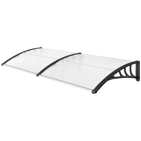 Auvent marquise porte polycarbonate extérieur protection pluie 195x75cm transparent - ComfortXL Outdoor Living - Image 2