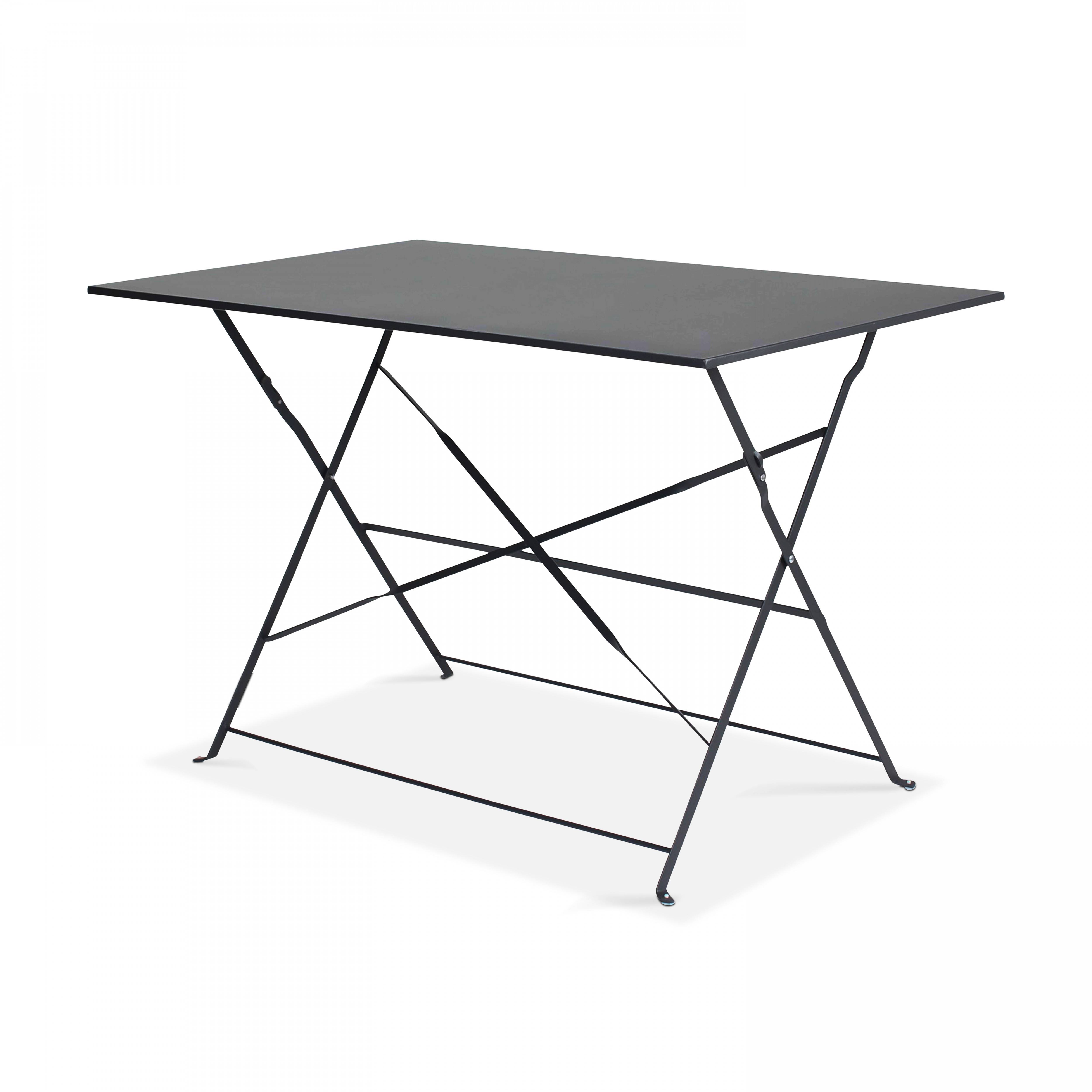 Oviala - Table de jardin bistrot et 4 chaises pliantes en acier gris Rome - Oviala - Image 3