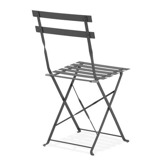Oviala - Table de jardin bistrot et 4 chaises pliantes en acier gris Rome - Oviala - Image 5