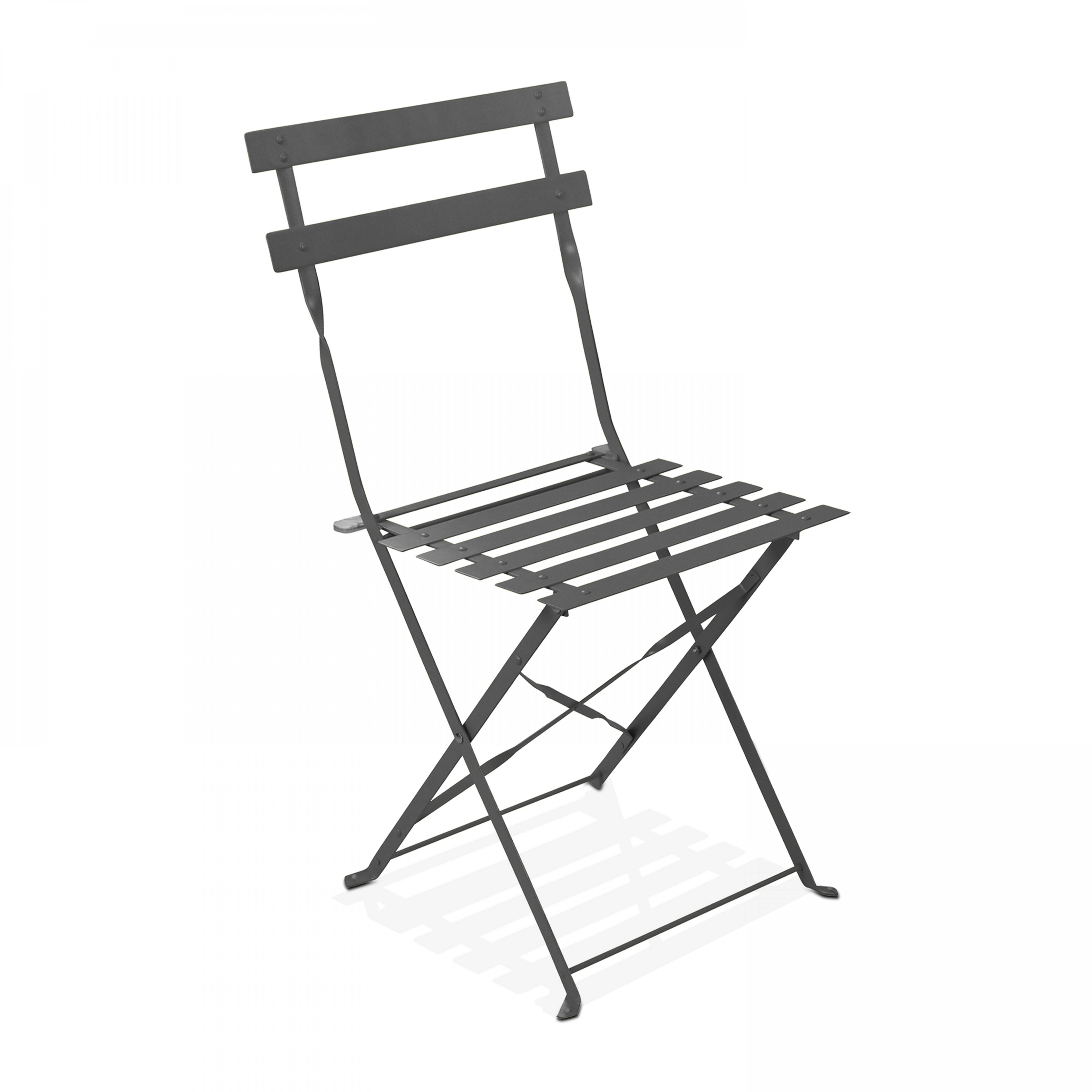 Oviala - Table de jardin bistrot et 4 chaises pliantes en acier gris Rome - Oviala - Image 4