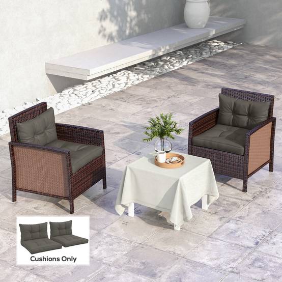 Outsunny - Lot 4 coussins jardin 2 assise + 2 dossier capitonné polyester gris anthracite - Outsunny - Image 2