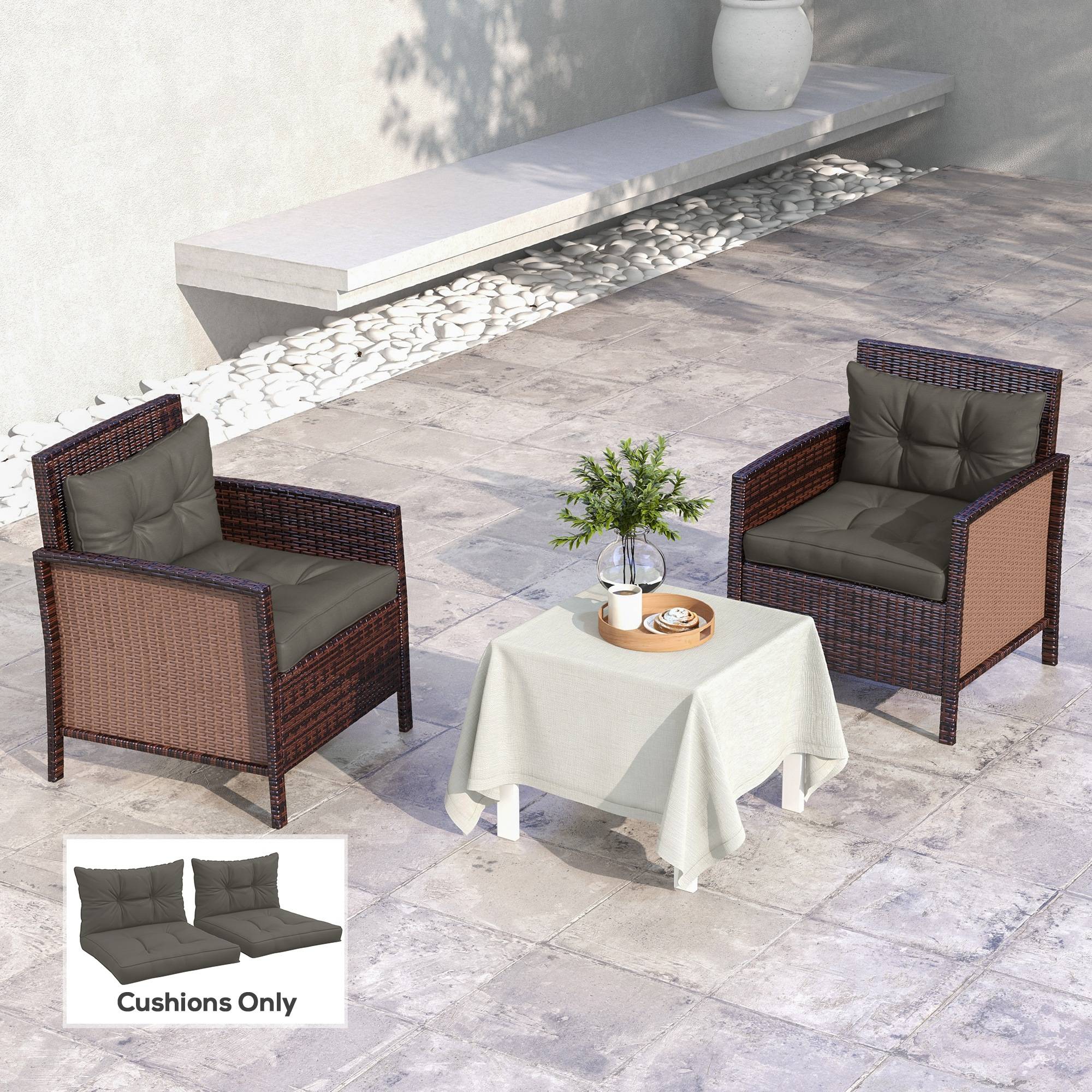 Outsunny - Lot 4 coussins jardin 2 assise + 2 dossier capitonné polyester gris anthracite - Outsunny - Image 2